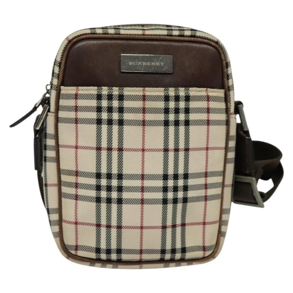 Authentic BURBERRY Nova Check Shoulder Bag Canvas Beige Silver - Picture 5 of 16
